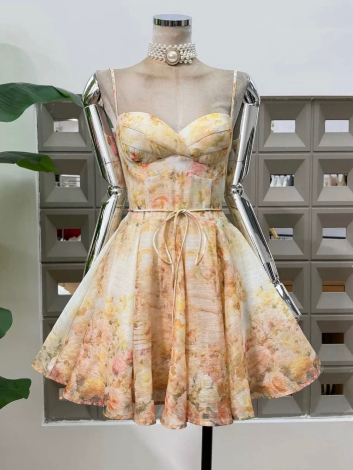 Floral Print Sweetheart A-Line Mini Dress