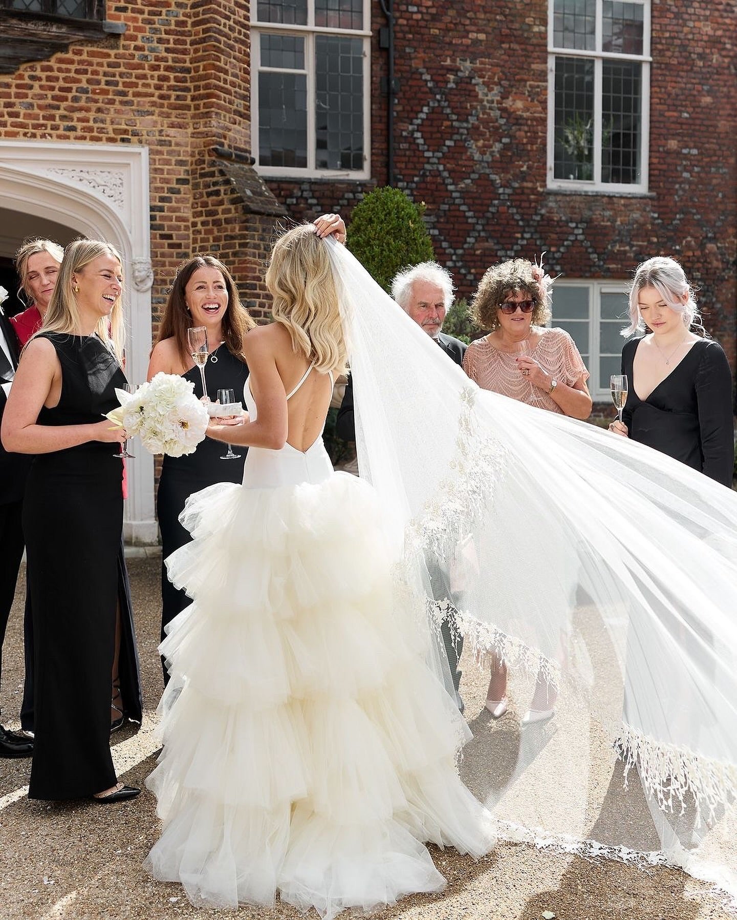 Tiered Tulle Halter Open Back Wedding Dress