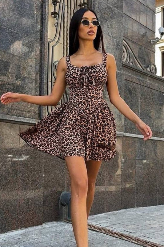 Leopard Print Fit and Flare Mini Dress