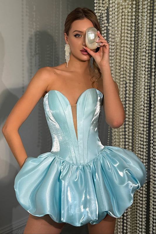Strapless Corset Bubble Skirt Mini Dress