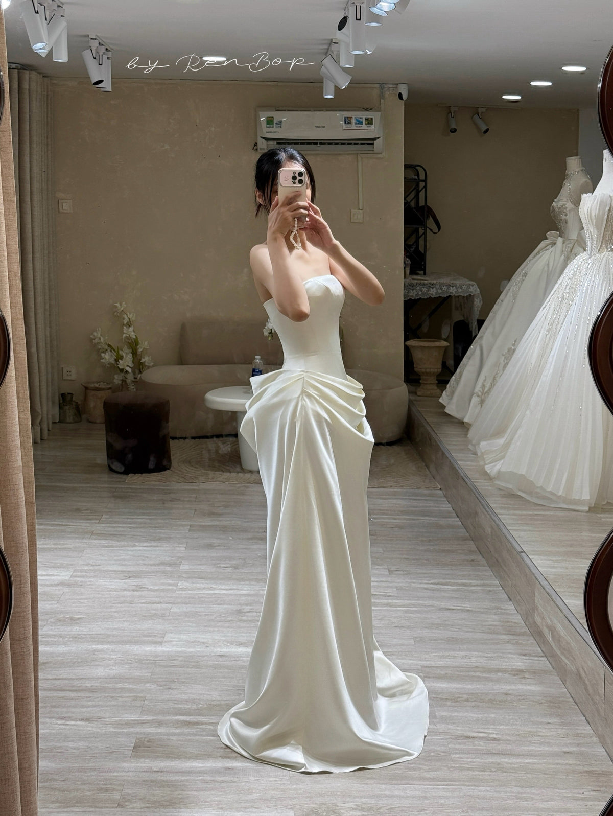 Strapless Draped Basqued Wedding Dress