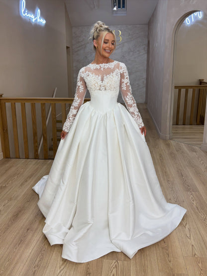 Illusion Lace Long Sleeve Ball Gown Wedding Dress
