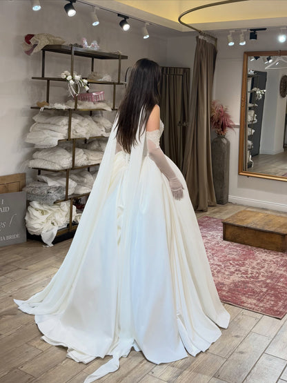 Basque Waist Ball Gown Wedding Dress with Cape