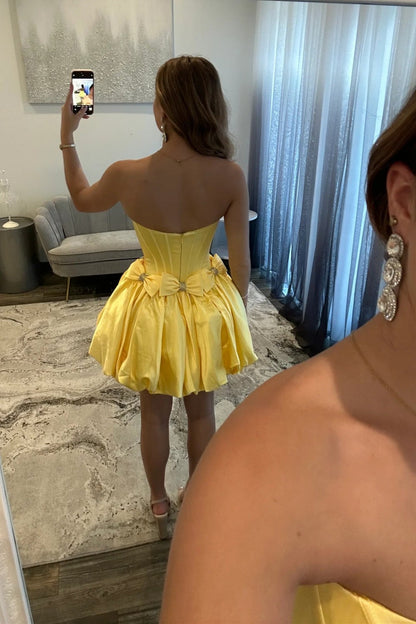 Strapless Corset Bubble Hem Mini Dress