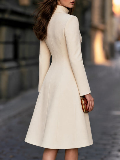 High Neck Asymmetrical Wrap Coat Dress