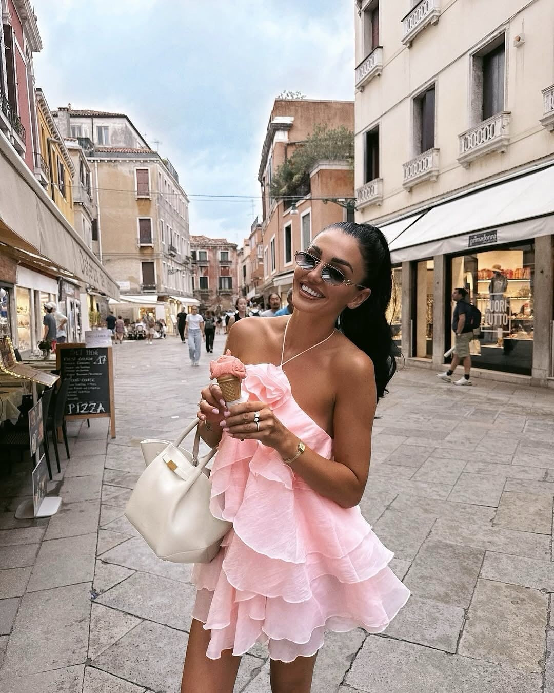Halter Neck Tiered Ruffle Mini Dress