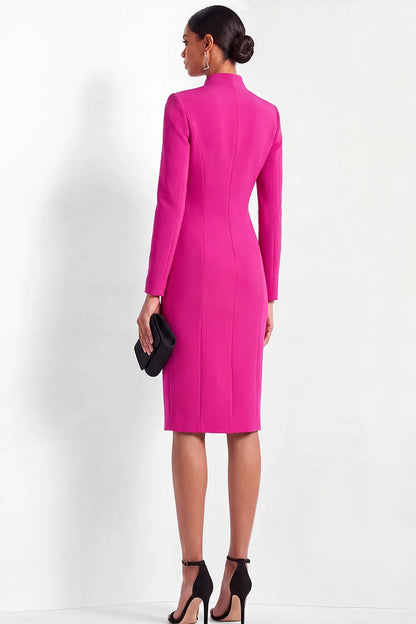 Long Sleeve Cutout High Neck Sheath Dress