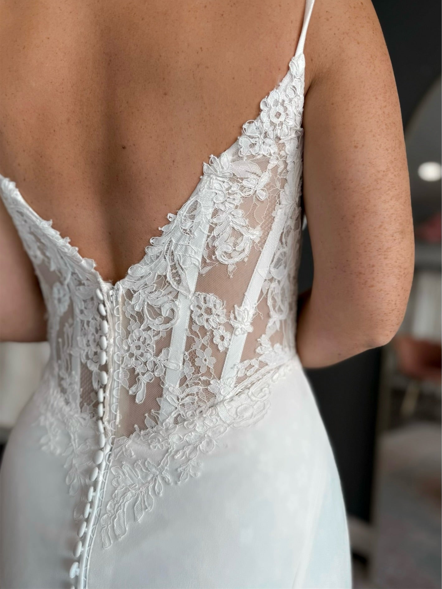 Cowl Neck Mermaid Wedding Dress with Lace Corset Back