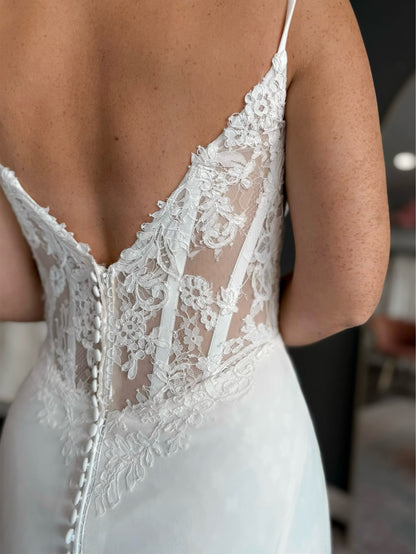 Cowl Neck Mermaid Wedding Dress with Lace Corset Back
