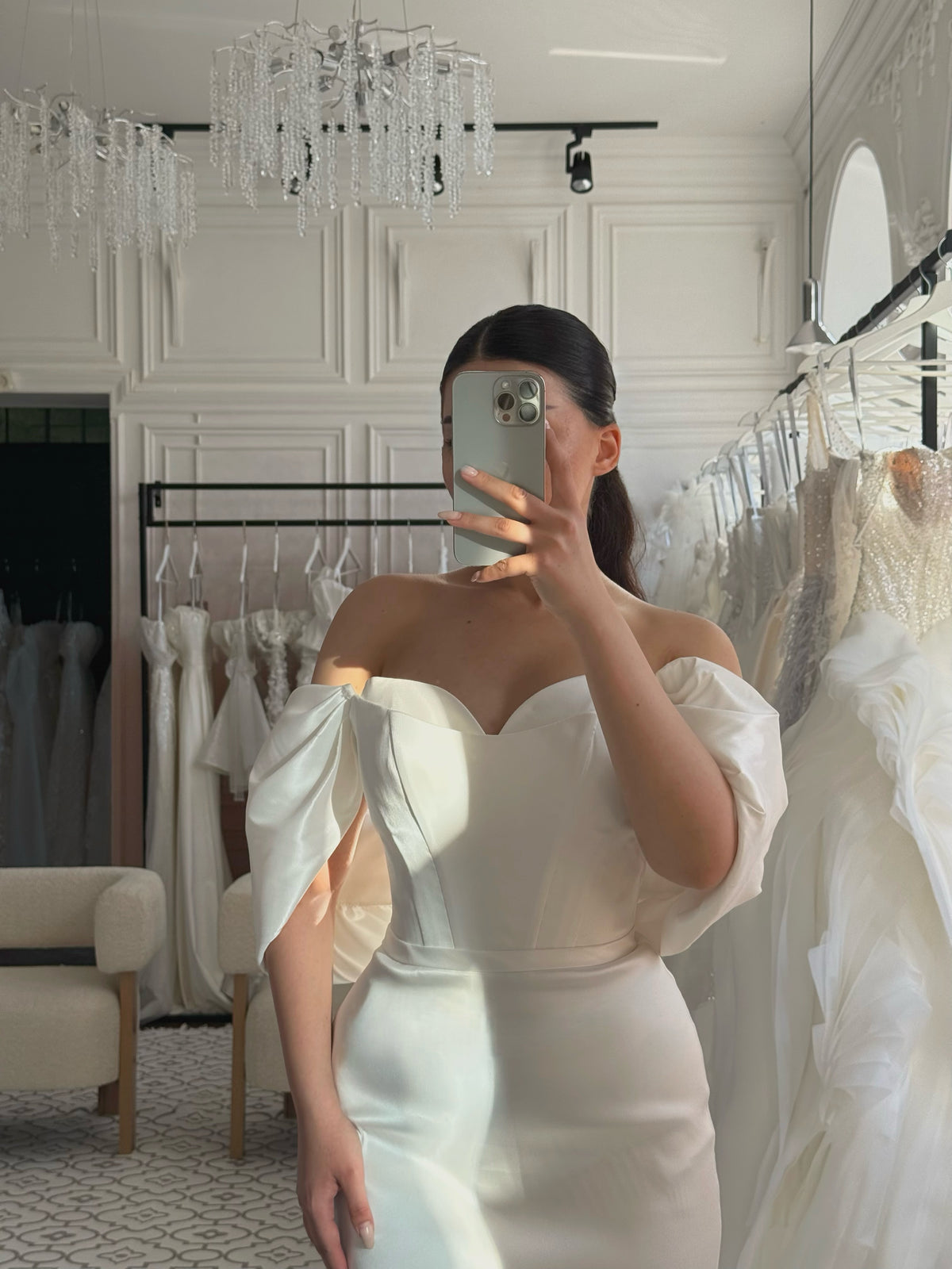 Corset Mermaid Wedding Dress with Drape Sleeves