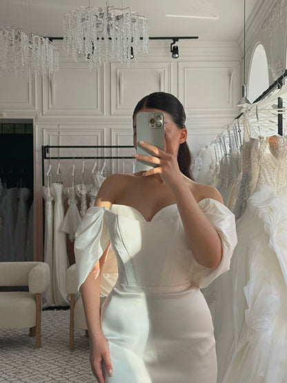 Corset Mermaid Wedding Dress with Drape Sleeves
