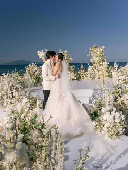 Beaded A-Line Wedding Gown with Sweetheart Neckline