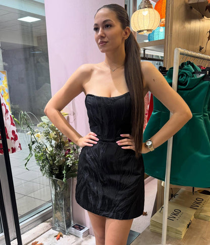Strapless Sweetheart Textured Mini Dress