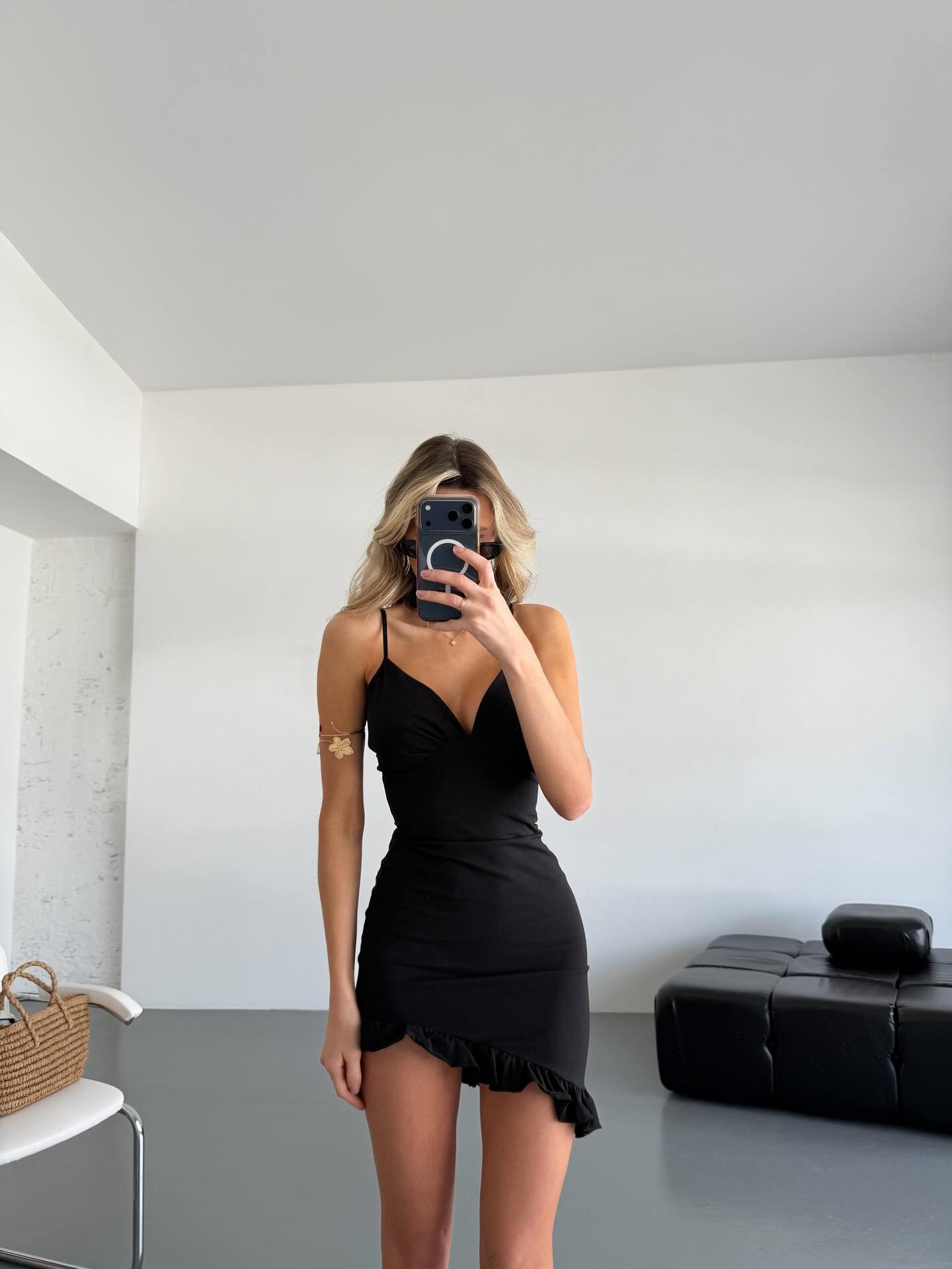 Ruched Sweetheart Ruffle Hem Mini Dress