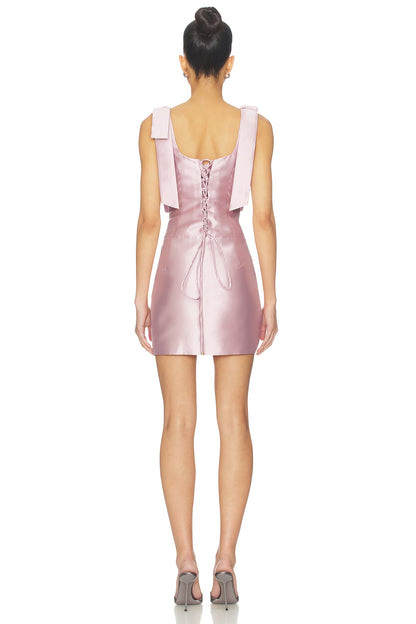 Satin Corset Mini Dress with Bow Details