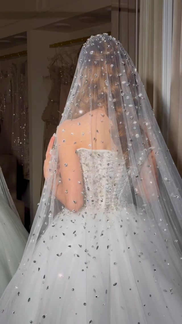 Crystal Embellished Strapless Tulle Ball Gown