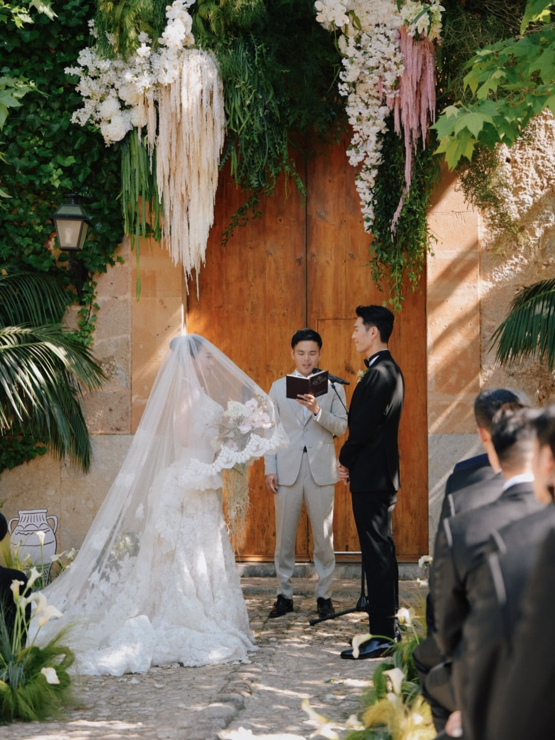 Illusion High Neck Lace Wedding Gown with Train