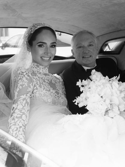High Neck Illusion Lace Long Sleeve A-Line Wedding Dress