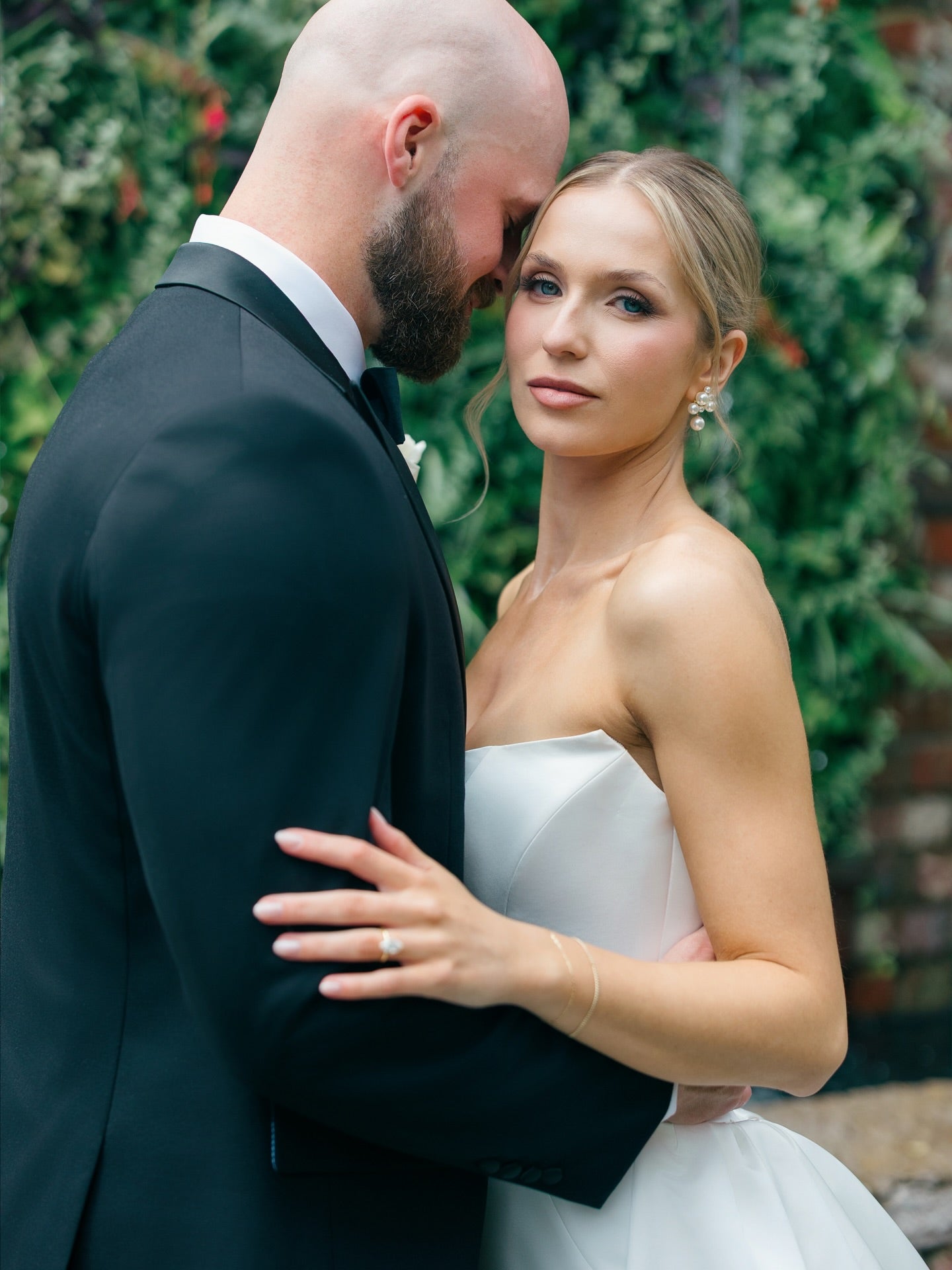 Strapless Satin A-Line Wedding Gown with Train