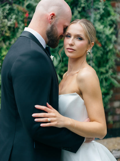 Strapless Satin A-Line Wedding Gown with Train