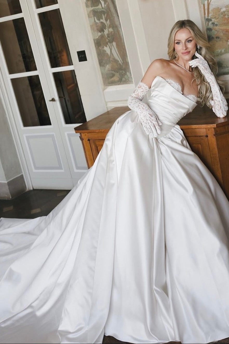 Strapless Satin Ball Gown Wedding Dress