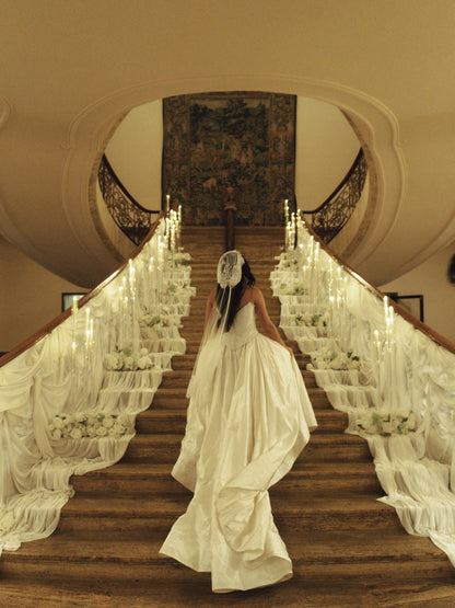Strapless Basque Waist Ball Gown Wedding Dress