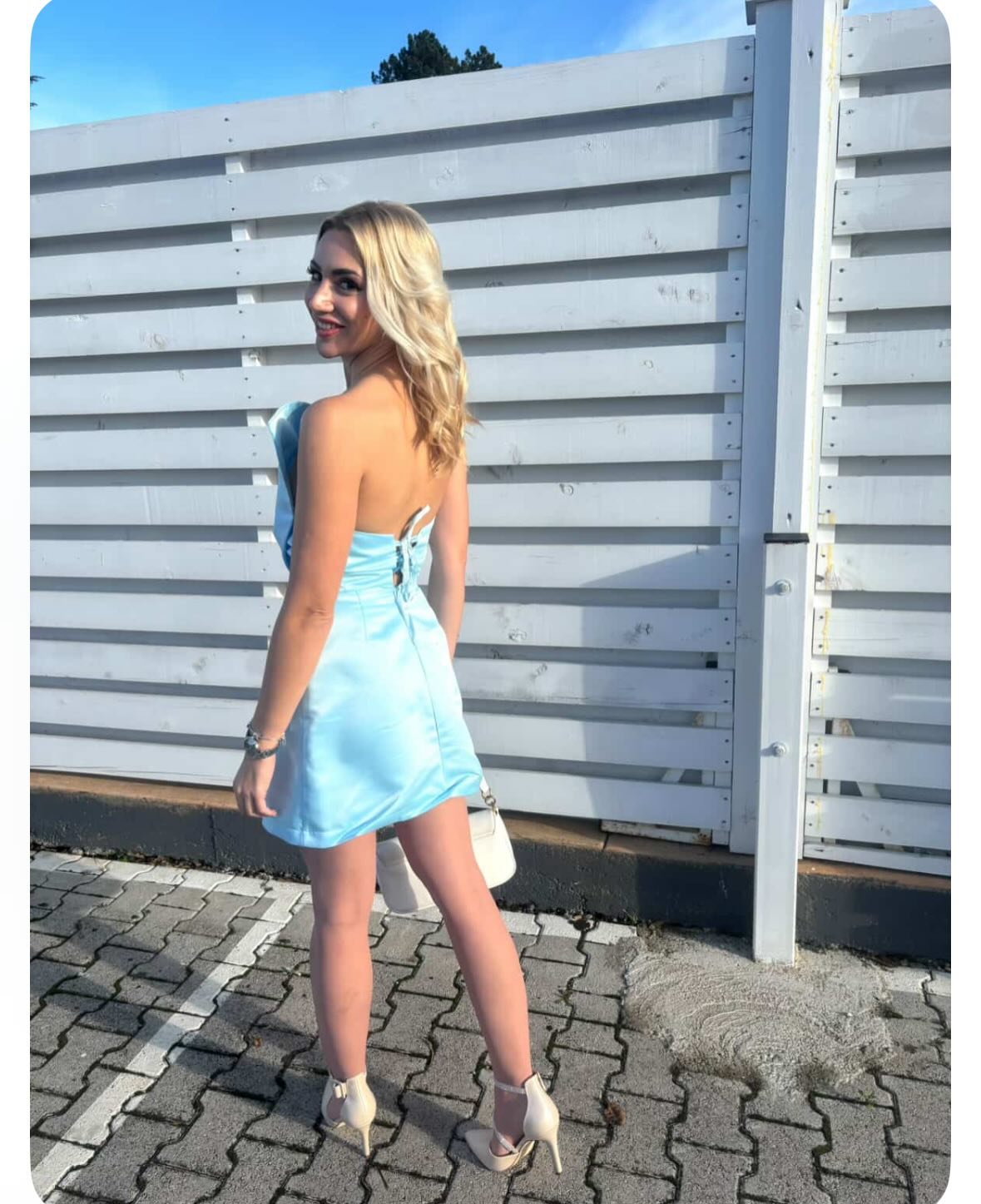 One Shoulder Satin Mini Dress with Open Back