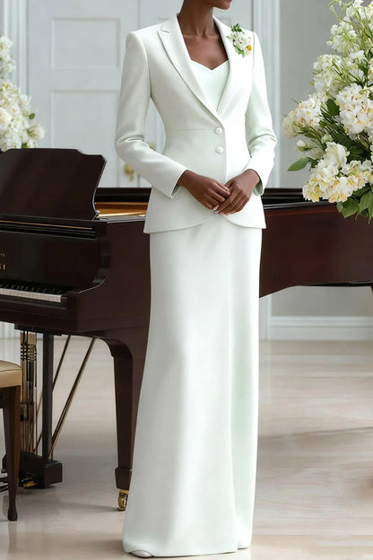 Floor-Length Evening Skirt Suit with Shawl Collar