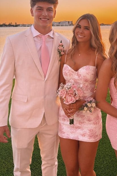 Floral Corset Mini Dress with Spaghetti Straps
