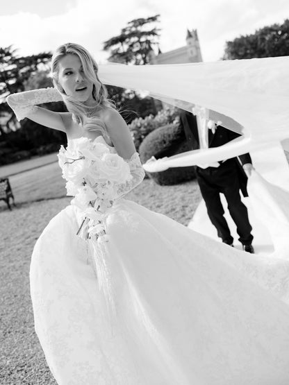Strapless Lace Corset Ball Gown Wedding Dress