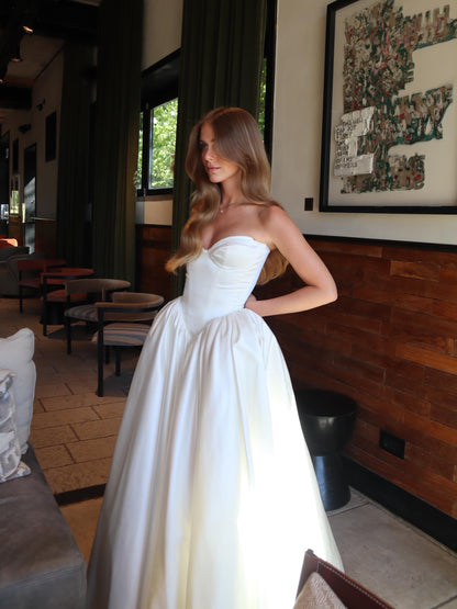 Strapless Basquewrapt Ball Gown Wedding Dress