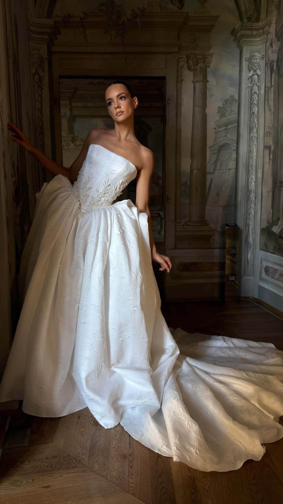 Strapless Jacquard Ball Gown Wedding Dress