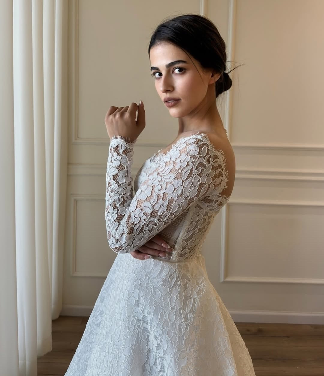 Long Sleeve Lace Ball Gown Wedding Dress