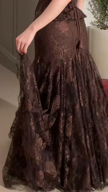 Strapless Lace Corset Mermaid Gown