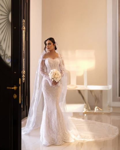 Lace Off-the-Shoulder Mermaid Wedding Dress