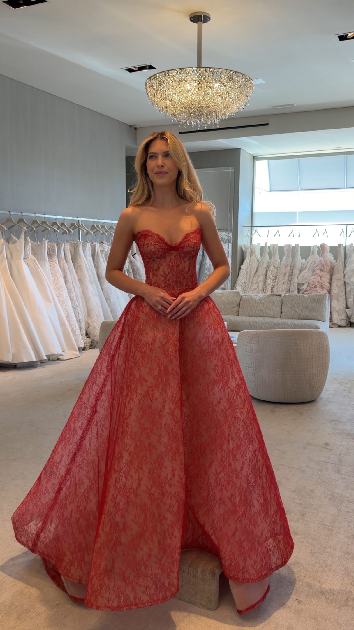 Strapless Sweetheart Lace Ball Gown
