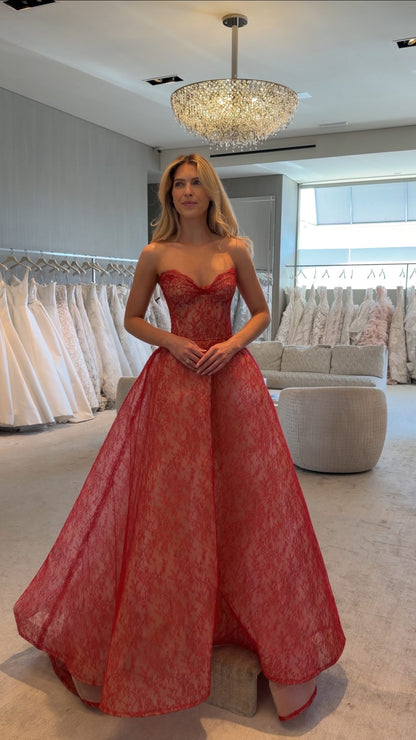 Strapless Sweetheart Lace Ball Gown