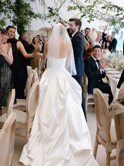 Strapless Satin Ball Gown Wedding Dress with Train