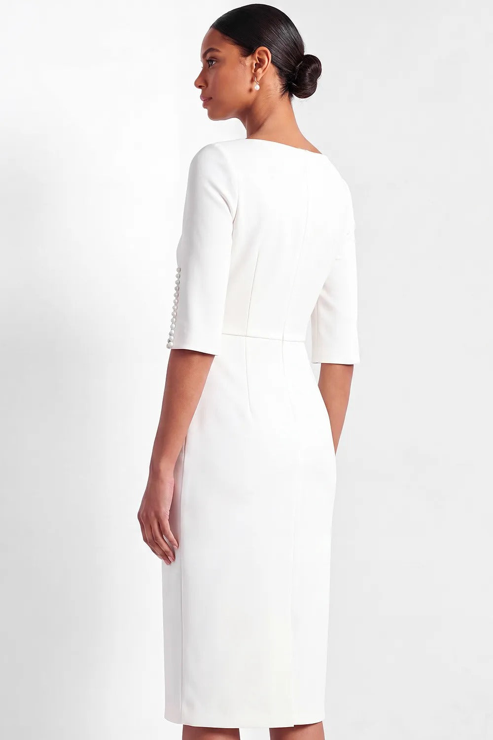 Pearl Split Sleeve Bateau Neck Sheath Dress