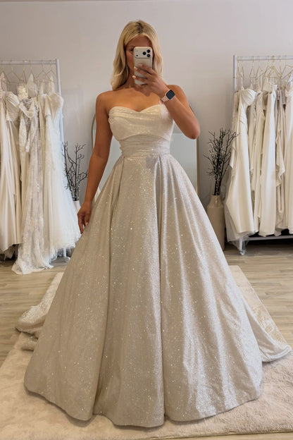 Strapless Glitter Ball Gown with Sweetheart Neckline