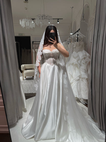 Lace Corset Satin Ball Gown Wedding Dress