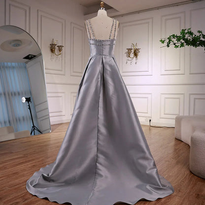 Beaded Strappy Gown with Overskirt