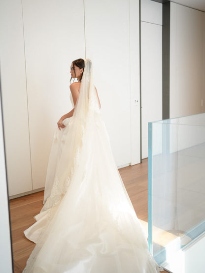 Halter Ball Gown Wedding Dress with Dropped Waist