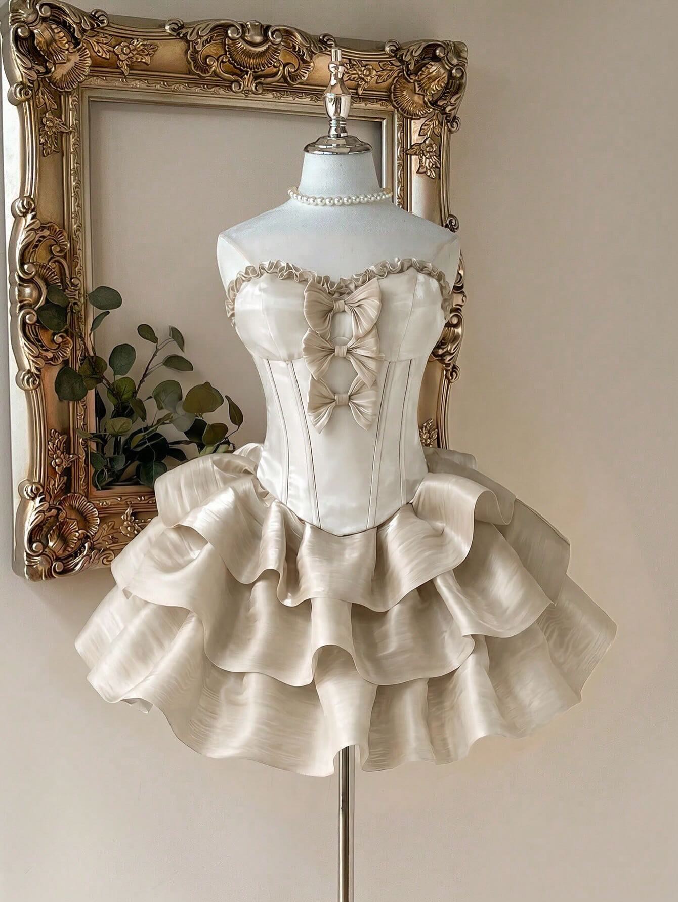 Strapless Corset Tiered Ruffle Mini Dress