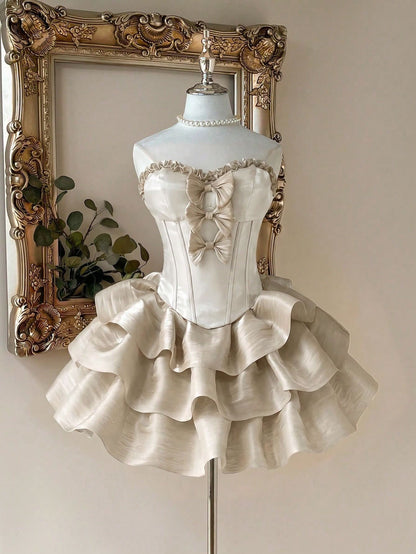 Strapless Corset Tiered Ruffle Mini Dress