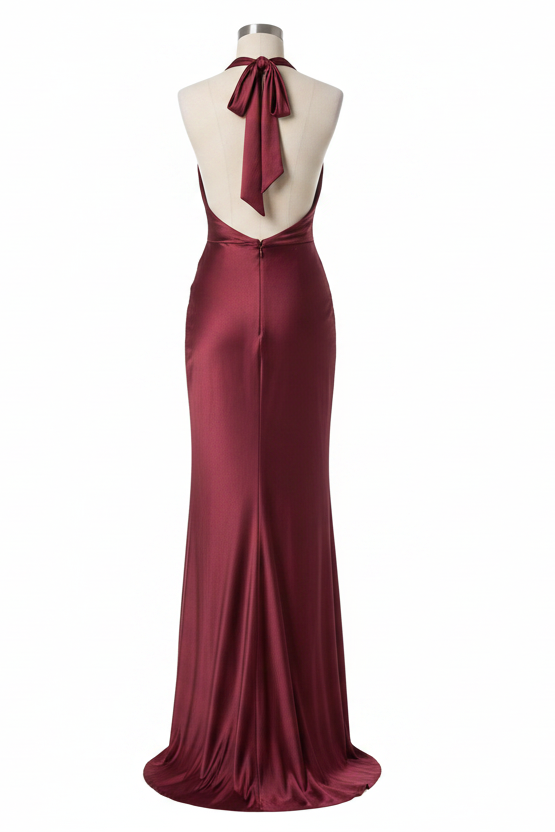 Cowl Halter Ruched Maxi Dress