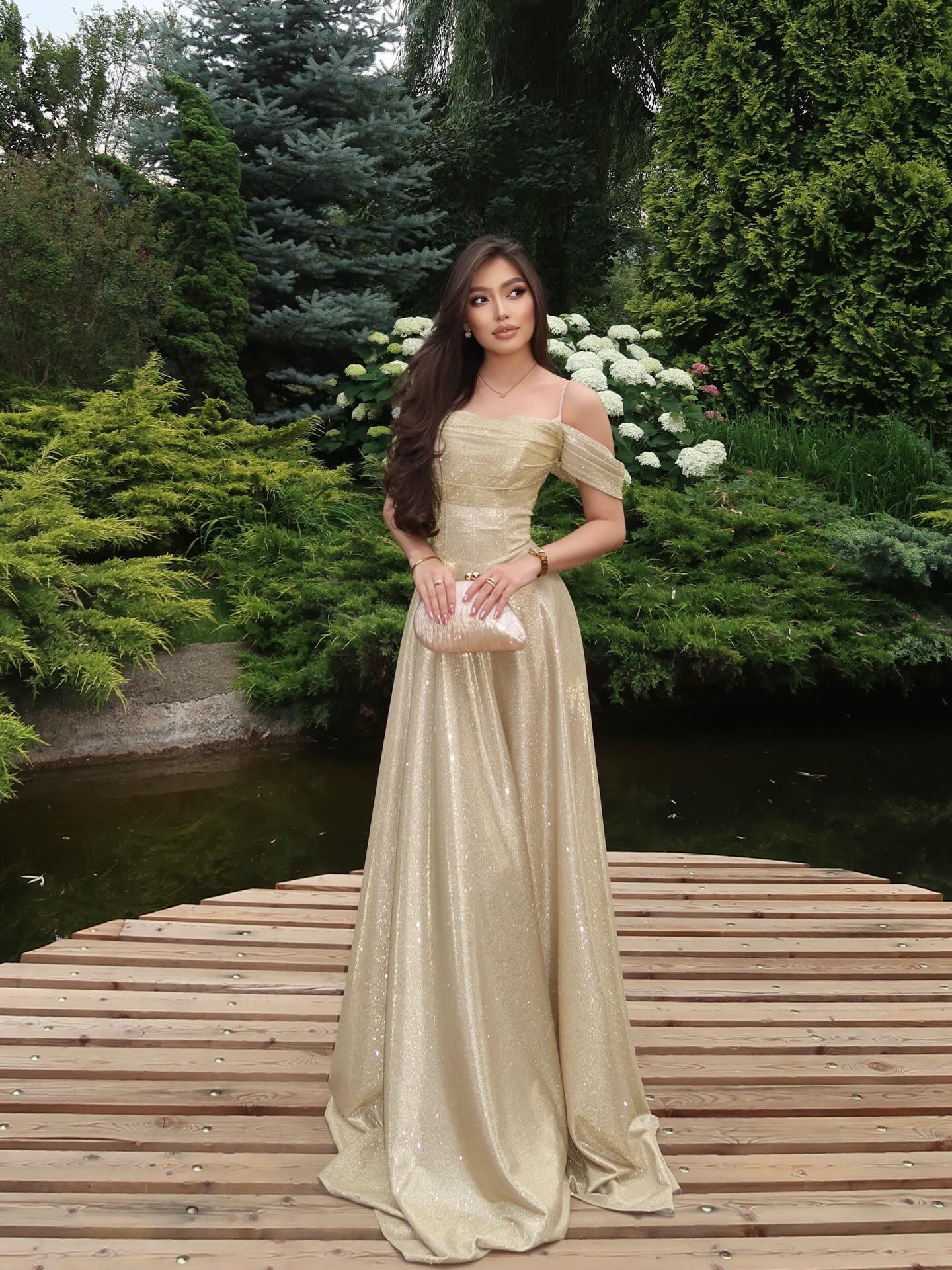 Glitter Corset Back A-Line Evening Gown