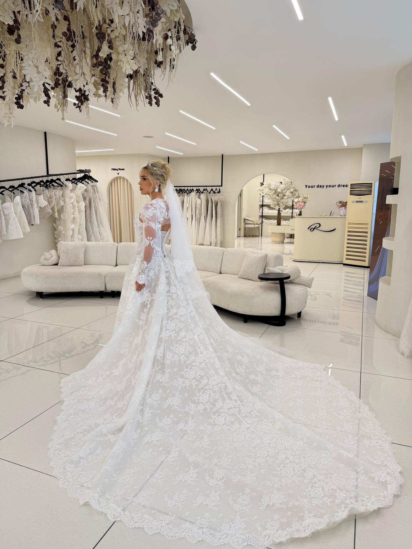 Lace Long Sleeve Ball Gown Wedding Dress