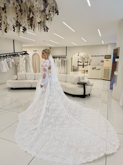 Lace Long Sleeve Ball Gown Wedding Dress