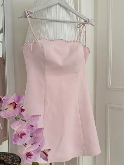 Pearl-Trim Scalloped Neckline A-Line Mini Dress